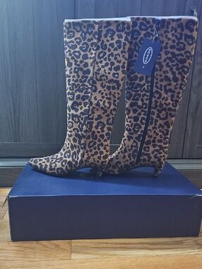 Over-the-Knee Leopard Print Boots - Women’s Brown/Black